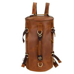 Cajmols™ Crazy Horse Leather Bucket Backpack Brown (6610567954496)