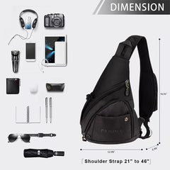 Cajmols™ Crossbody Sling Backpack Strap Bag Black (6616991105088)